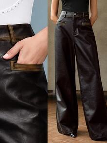 Savoree Maillard Fashionable Vintage Washed-Out Women Long Pants - Black - View 1