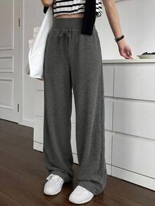 DAZY Women's Solid Color Loose Drawstring Waist Casual Sweatpants Fall Women Joggers - Dark Grey - View 1