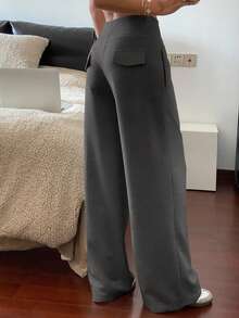 DAZY Women's Solid Color Loose Drawstring Waist Casual Sweatpants Fall Women Joggers - Dark Grey - View 8