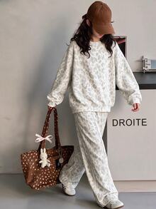 Tween Girl Round Neck Kids Leopard Print Long Sleeve Sweatshirt And Straight Leg Autumn Pants 2 Pieces Set - Multicolor - View 4