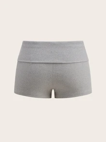 SHEIN BASICS Women's Casual Ultra Low Waist Minimalist Mini Shorts, Daily Wear - Grey - View 8