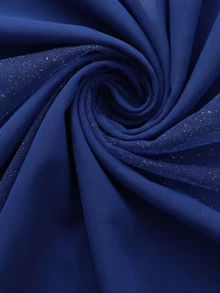 RosyDaze Women's Casual Elegant Party Style Navy Blue Sequin Mesh Long Sleeve Patchwork High Waist Ruched Slimming Dress - Navy Blue - View 6