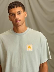 Musero Men Short Sleeve Oversized Graphic Chest Patch Detail Crewneck T-Shirt Autumn Winter Wardrobe - Green - View 5