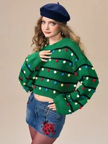 ROMWE Kawaii Women Sweaters - Green - View 7