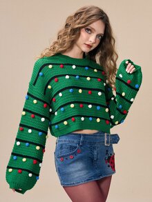 ROMWE Kawaii Women Sweaters - Green - View 4