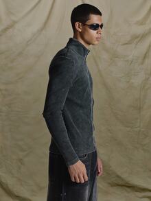 Musero Muscle Fit Funnel Neck Ribbed Zip Through Top Autum Winter Essentials - Black - View 4