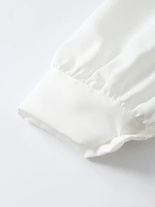 SHEIN 青少年女孩秋季洋裝 襯衫領網紗袖 珍珠裝飾 學院風 優雅高貴 針織花卉抓皺設計 聖誕學校 黑白配色 假日穿搭 - 黑色 - 查看 8