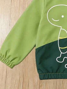 SHEIN Áo nỉ bé trai chập chững họa tiết khủng long, thoải mái và thời trang cho mặc hàng ngày, dã ngoại mùa thu và mùa đông - màu xanh lá - Xem 7