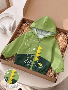 SHEIN Áo nỉ bé trai chập chững họa tiết khủng long, thoải mái và thời trang cho mặc hàng ngày, dã ngoại mùa thu và mùa đông - màu xanh lá - Xem 2