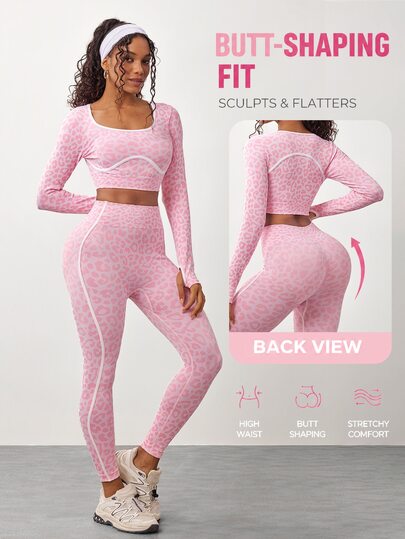 Core Rhythm Core Rhythm Seamless Women's Sports Set, Yoga Women's Long Sleeve Sports T-Shirt, Waist-Cinching Hip-Lifting Slimming Leggings, Sports Yoga Outdoor Workout