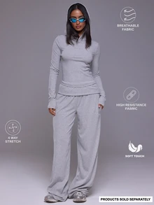 Musera Sport Logo Front Fitted Hooded Long Sleeve Active Top Autumn Winter Fall Active Gym Workout Ski Blacksnow - Grey - View 2
