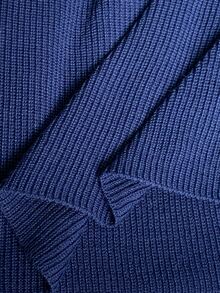 Feyla New Design Modern Chinese Style Frog Button Shawl Cape Waist-Cinching Slimming Elegant A-Line Knit Dress For Commute And Daily Wear - Navy Blue - View 9