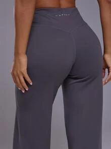 Musera Sport Mid Rise Logo Loose Straight Leg Fit Coord Yoga Pants Autumn Winter Fall Active Gym Workout Ski Blacksnow - Grey - View 5