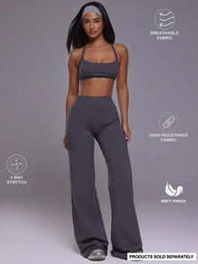 Musera Sport Mid Rise Logo Loose Straight Leg Fit Coord Yoga Pants Autumn Winter Fall Active Gym Workout Ski Blacksnow - Grey - View 1