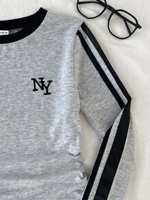 Tween Girls Casual T-Shirt Tween Girl Color Block Design With New York Print Pattern For Everyday Wear - Grey - View 2