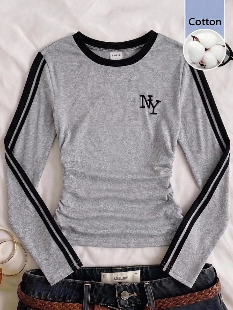 Tween Girls Casual T-Shirt Tween Girl Color Block Design With New York Print Pattern For Everyday Wear - Grey - View 1