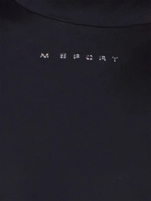 Musera Sport High Neck Logo Cropped Low Tie Back Fitted Long Sleeve Top Autumn Winter Fall Active Gym Workout Ski Blacksnow - Black - View 6