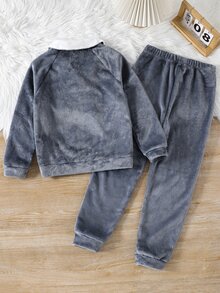SHEIN Tween Boy Raglan Long Sleeve Top And Pants Lounge Set - Multicolor - View 2