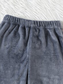 SHEIN 青少年男孩純色圓領長袖秋季上衣與長褲居家休閒套裝 - 灰色 - 查看 5