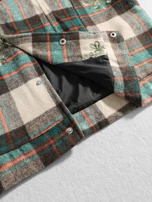ROMWE MEN Men's Embroidered Floral Plaid Loose Fit Jacket - Multicolor - View 10