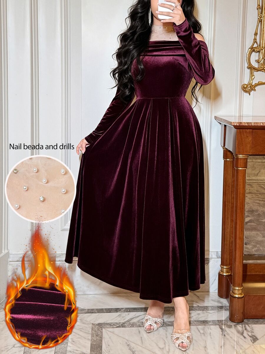 Feyla New Premium Elegant Lace Patchwork Luxury Long Dress For Banquet