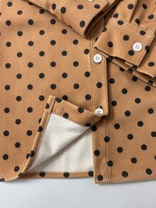 Franclia Women's Polka Dot Casual Daily Long Sleeve Blouse - Camel - View 5
