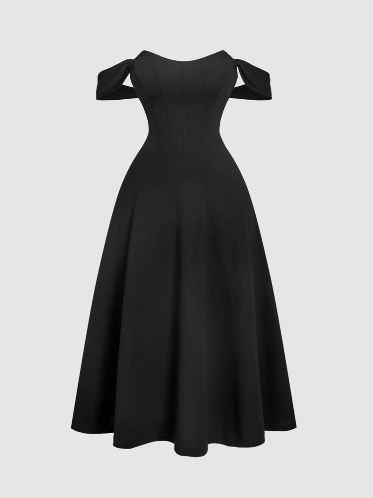 SHEIN MOD Plus Size Women's Vintage Formal Elegant Black Fishbone Pattern Sleeveless Maxi Dress, Wedding Guest Dinner Evening Gown, Summer Renaissance Retro - Black - View 3
