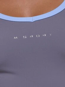 Musera Sport Contrast Colour Hem Scoop Neck Logo Fitted Long Sleeve Active Top Autumn Winter Fall Active Gym Workout Ski Blacksnow - Grey - View 6