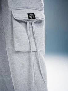 PAVTROS Men's Streetwear Loose Cargo Sweatpants With Pockets, Goth - Grey - View 5