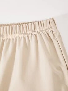 SHEIN Tween女孩秋季套裝 2件/套 復古可愛80年代米色V領鈕扣短版上衣，泡泡袖寬鬆寬腿褲，優雅茶會家庭風 - 杏色 - 查看 10