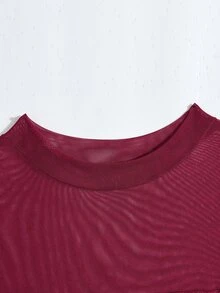 Poshavie Poshavie Gaun Lengan Panjang Elegan Ukuran Plus untuk Wanita, Desain Lipatan Modis, Gaun Nyaman, Melangsingkan, dan Elegan, Cocok untuk Pesta - Burgundy - View 6