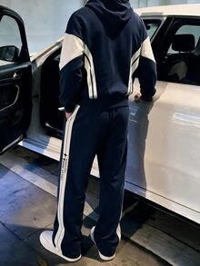 STEELVANCE 男士條紋長袖運動衫與運動長褲休閒套裝 - 藏蓝色 - 查看 2