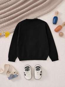 PrepCrw Young Boys Casual Bear Pattern Sweater, Autumn/Winter Fall - Black - View 4