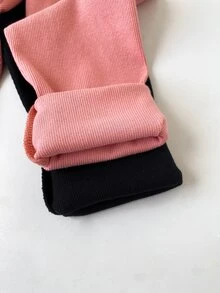 SHEIN Girls' Leggings 2Pcs Set Autumn & Winter Base Pants, Simple Casual Style For Daily Wear - Multicolor - View 7