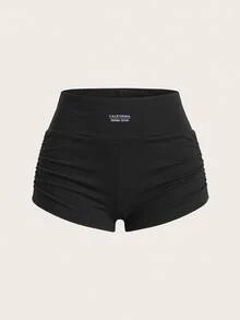 SHEIN EZwear 休閒極簡風女款低腰緊身短褲 - 灰色 - 查看 5
