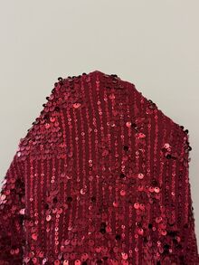 Siren Gaze 女款亮片時尚百搭日常性感休閒T恤 新年聖誕派對夜生活酒紅夏季 - 紅色 - 查看 5