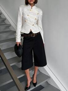 Siren Gaze Women's Stand Collar Casual French Elegant Versatile Daily Travel Long Sleeve Jacket Office White Fall - White - View 6