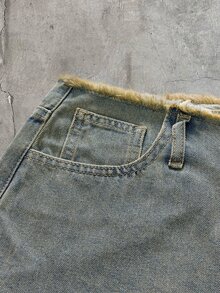 FeverCity Men's Washed Vintage Retro Applique Embroidery Loose Fit Set - Blue - View 11