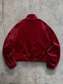 AXEPEAK 男士純色拉鍊休閒百搭日常旅行長袖夾克 - 酒紅色 - 查看 3