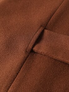 Velvienne Plus Size French Chic Brown Cape Coat, Cinched Waist Stand Collar Luxury Shawl Jacket Fall - Mocha Brown - View 8