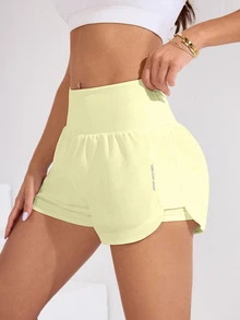 Sovereign Charm Sovereign Charm Women's Sporty Yellow High Waist Drawstring Lightweight Running Sports Shorts For Summer Training - Butter Yellow - View 5