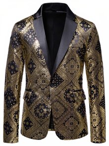 Manfinity AFTRDRK Men's Elegant Button Long Sleeve Jacket And Pants Suit Set, Groomsman Outfit, Boyfriend Gift - Black - View 4