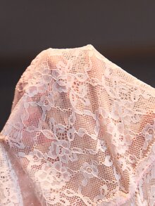 SilkySpell Heart Print Contrast Sheer Lace Cami Top & Shorts PJ Set - Pink - View 7