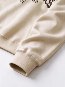 NobleFwd Men's Crew Neck Pullover Long Sleeve Sweatshirt And Drawstring Elastic Cuff Sweatpants Set - Khaki - View 5