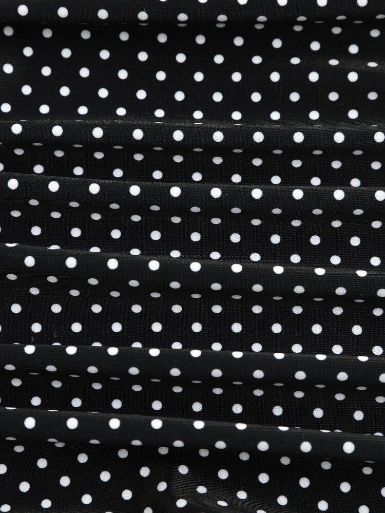 SHEIN Swim Baju Renang Terusan Wanita dengan Motif Polkadot dan Warna Polos yang Diikat di Leher - MultiWarna - View 10