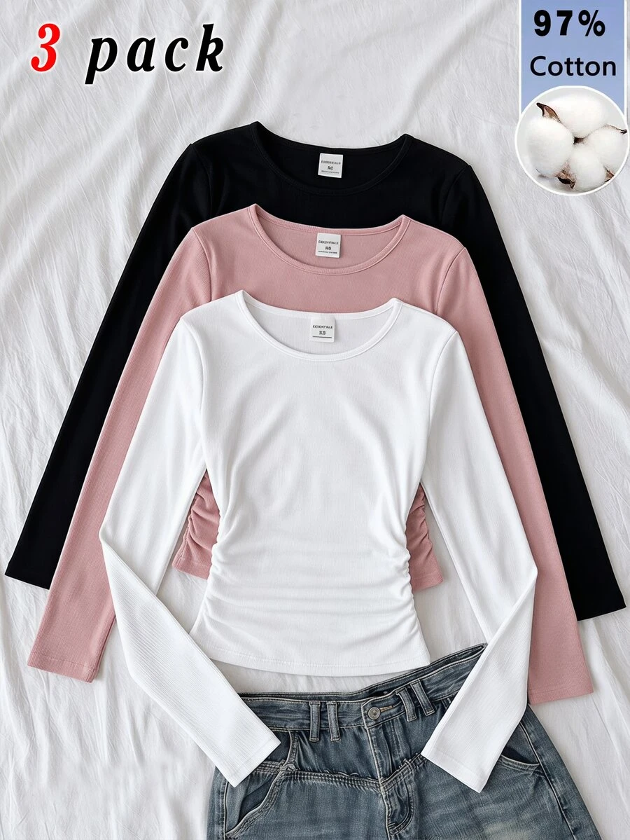 3PCS Tween Girls T-Shirts Kids - Multicolor - View 1
