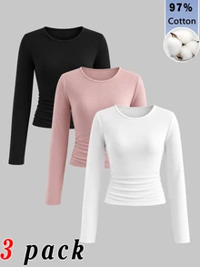 3PCS Tween Girls T-Shirts Kids - Multicolor - View 2