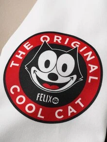 SHEIN Felix The Cat Tween Boy Cartoon Casual Zip-Up Hooded Long Sleeve Sweatshirt - Black - View 11