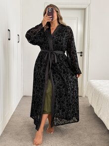 SHEIN CURVE+ Plus Size Co-Ords Christmas Fall - Dark Green - View 4