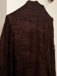 SHEIN Clasi 大尺碼女款蕾絲拼接V領休閒派對洋裝 秋季 - 黑色 - 查看 9